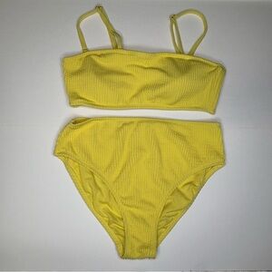 No Boundaries Sunny Yellow Textured Bikini Top and Bottom size L (11-13)